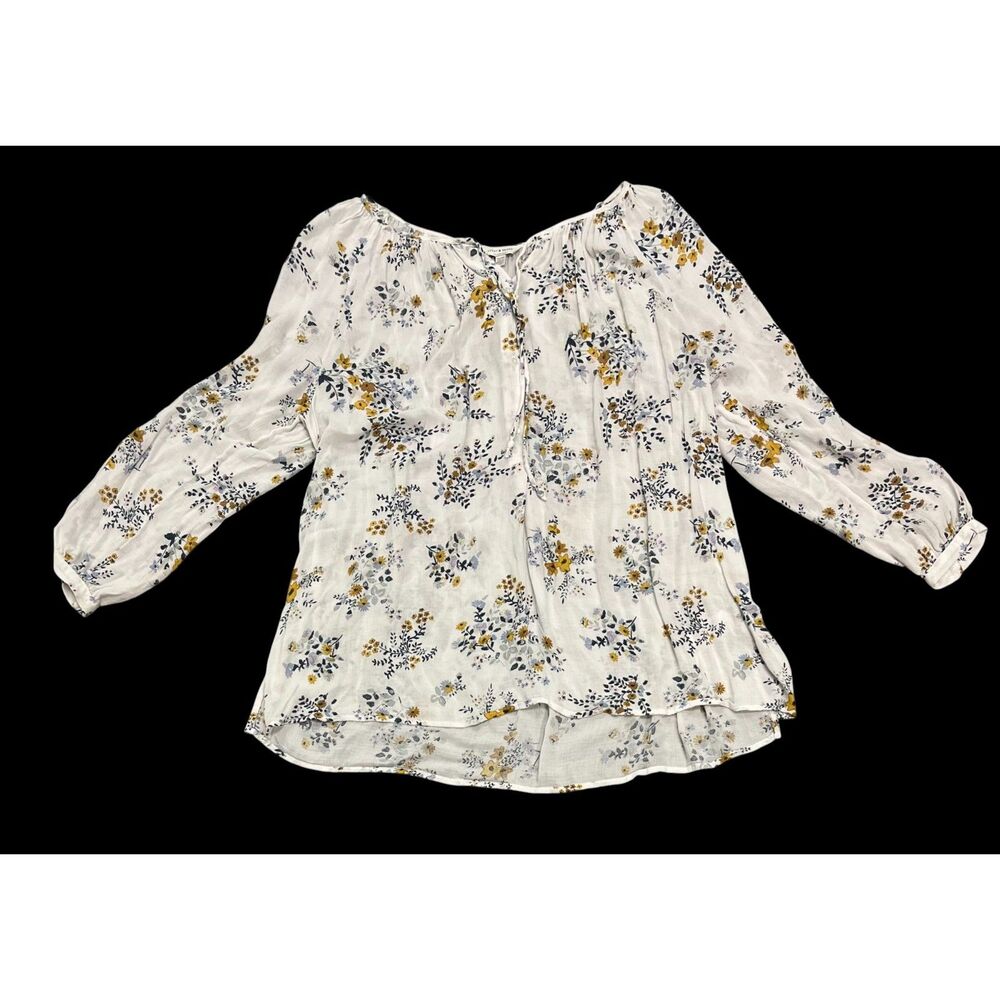 LUCKY BRAND Women's White Floral Tunic Blouse Plus Size 2X